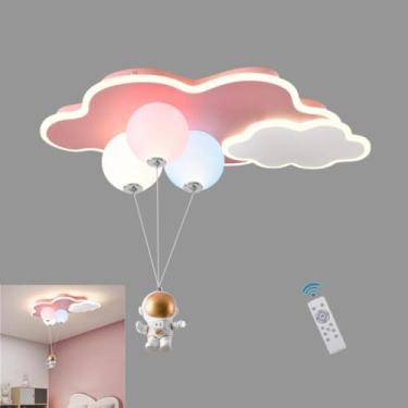 Imagem de Luzes de teto LED para crianças, lâmpadas de teto de nuvem/astronauta, 52 W, lustre com controle remoto regulável, balão de acrílico, luz infantil, menino, menina, quarto, luminária interna,