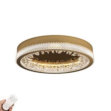 Imagem de Lustre LED moderno, luminária de teto de cristal embutida, regulável, abajur redondo, abajur redondo para quartos, salas de jantar - escurecimento contínuo 50x8cm