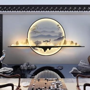 Imagem de Lâmpadas de parede contemporâneas para paisagem ao ar livre à prova d'água, círculo, criatividade, mural, estilo chinês, criativa, elétrica, varanda, corredor, parede, pátio, portão, decoraç