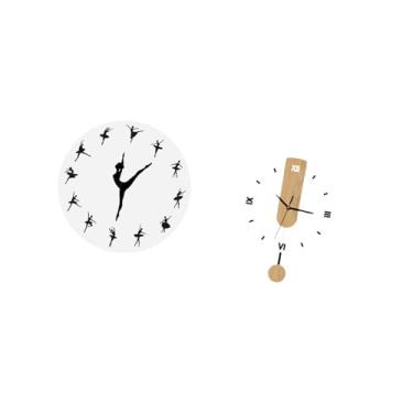 Imagem de Fenteer Relógio de Parede de Bailarina com Ornamento de Acrílico, Balé, Dançarina, Grande, Algarismos Romanos, Silencioso, Relógio de Dança, Charmoso, Decorat