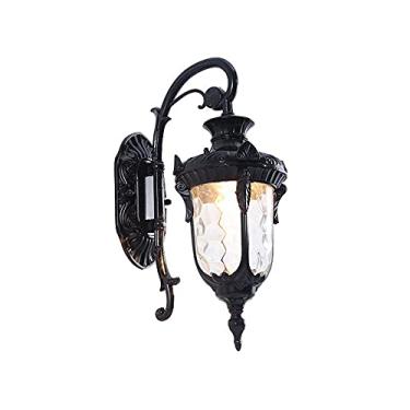Imagem de Luminária de parede externa, luminária de parede europeia, à prova d'água IP65, luminária de parede estilo fazenda, abajur de vidro martelado, luminária de parede vintage para casa, garagem,