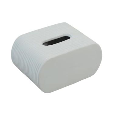 Imagem de Porta-lenços de papel toalha de cerâmica textura de cor sólida para casa cozinha quarto suporte de papel toalha de papel suporte de caixa de lenços (branco)