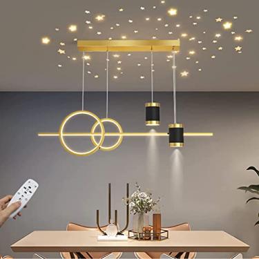Imagem de Luminária pendente LED para mesa de jantar, luminária pendente moderna com altura ajustável, luminária suspensa regulável com controle remoto, luminária suspensa para sala de jantar, sala de