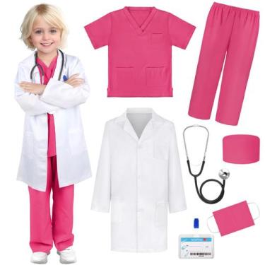 Imagem de Caixa de presente Doctor Costume para crianças com jaleco e estetoscóp