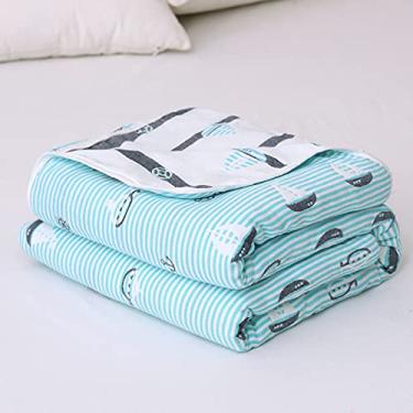 Imagem de Cobertor de toalha, gaze, padrão floral, padrão xadrez, único, cobertor de toalha grande, tecido de 6 camadas, cobertor quente, 100% algodão, cobertor de gaze para sesta, 90 x 100, cobertor de viagem