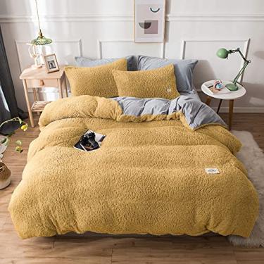 Imagem de Conjunto de capa de edredom ultramacio, conjunto de cama confortável e felpudo espesso com fecho de zíper, conjunto de capa de edredom reversível quente para o inverno - branco king 220 x 240 cm (87 x