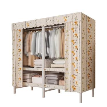 Imagem de PEKJI Armários portáteis de poliéster com cortina dobrável guarda-roupa organizador de armário economiza espaço armário de guarda-roupa portátil
