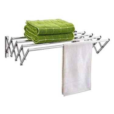 Imagem de Toalheiro multifuncional para toalhas, armazenamento de toalhas, dobrável, extensível, clássico, 4 barras para pendurar roupas/90 cm (100 cm)