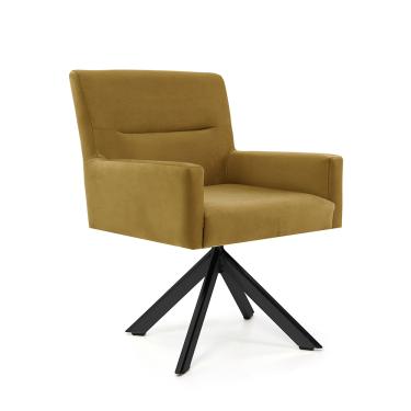 Imagem de Poltrona Angel Veludo Mostarda B-260 Base Giratória Eiffel Preto - D'Rossi