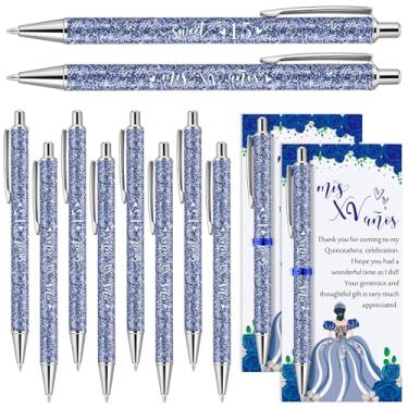 Imagem de Humyoun 25 conjuntos de lembrancinhas de festa de quinze anos de presente para convidados incluem 25 canetas esferográficas Sweet 15 Glitter com cartões de agradecimento aniversário de 15 anos de Mis
