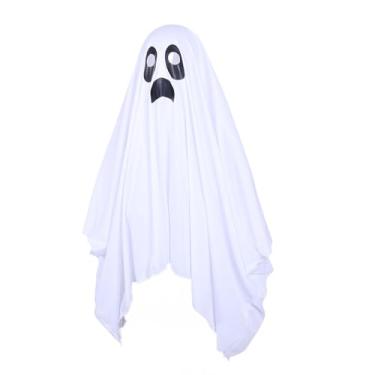 Imagem de Diydeg Fantasia de Fantasma, Fantasia de Halloween Unissex de Nylon, Vestido Extravagante para Crianças, Meninas, Meninos, Capa Fantasma Branca Assustadora, Capa Cosplay Infantil, (M)