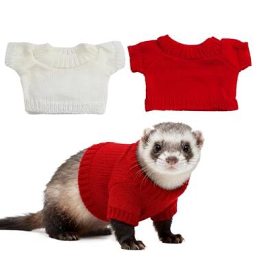 Imagem de choyaxo 2 peças de roupas de porquinho da índia fantasia de hamster suéter de porquinho da índia roupas de furão roupa de animal pequeno
