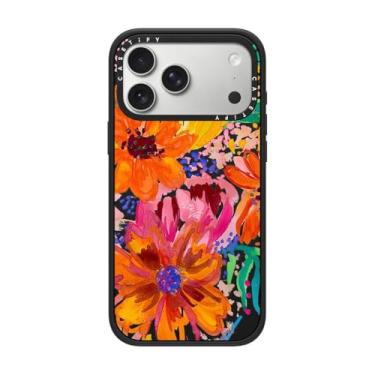 Imagem de CASETiFY Capa Impact para iPhone 17 Pro Max [fina/compatível com Magsafe/2,5 m. Proteção contra quedas de grau militar 4X] - Flores em aquarela EttaVee - Preto fosco