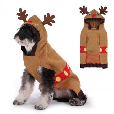 Imagem de KOOLTAIL Suéter de Natal para cachorro, malha para clima frio para cães pequenos, médios e grandes, melhor presente de férias, estilo rena, roupas de inverno grossas e quentes para animais de