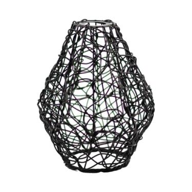 Imagem de Dualoai Ferro arte abajur luminária sombra gaiola lâmpada industrial para exterior, Preto