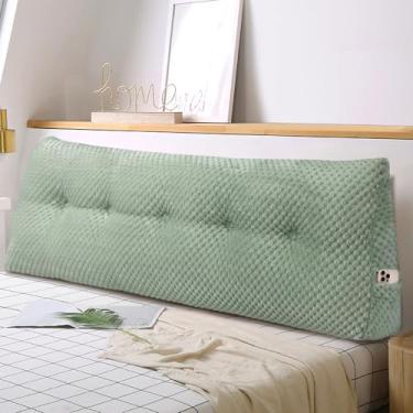 Imagem de WUIOYNF Almofada triangular grande de cunha para cabeceira macia e de suporte para posicionamento do encosto da cabeceira, almofada de cunha de cama com capa removível (verde, Cal King, 180 x 20 x 50