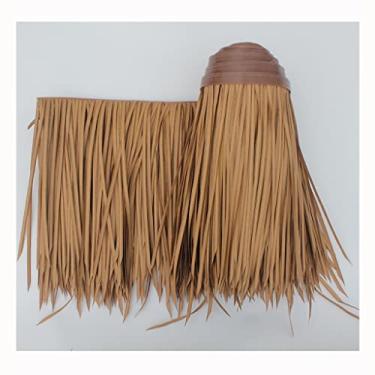 Imagem de Palha de palmeira corredor de palha de plástico telha de telhado de palha mexicana artificial rolos de palha de palha Tiki Hut telhado de palha para Tiki Bar cobertura de guarda-chuva de pátio