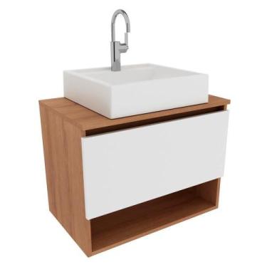 Imagem de Gabinete Com Cuba Para Banheiro Bn3600x06 Amendoa Branco - TECNO MOBIL