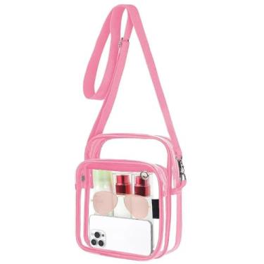 Imagem de Bolsa transparente para eventos de estádio - Bolsa de ombro transparente feminina, bolsas transversais de estádio para shows e eventos esportivos, rosa, Bolsas transversais