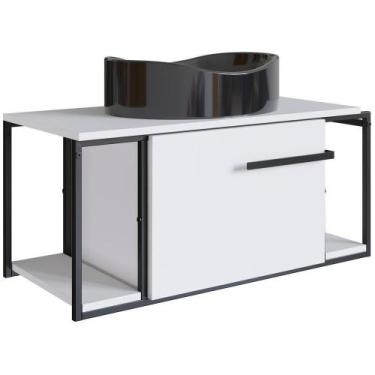 Imagem de Gabinete Susp E Cuba Marmore Sintetico P1019x941012 Branco Preto Pp Br