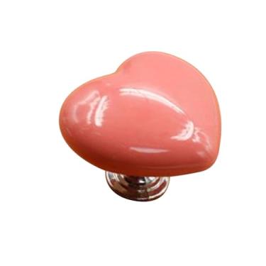 Imagem de Empurrador de botão de vaso sanitário em forma de coração, botão universal de descarga de vaso sanitário com acabamento galvanizado sólido, tampa de substituição para banheiro (rosa)