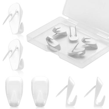 Imagem de 10 ganchos de cubo para paredes de tecido, ganchos de metal com pino de pressão, cabides de imagem de cubículo, clipes de casaco para painel, relógio de parede, porta-chaves, acessórios de decoração