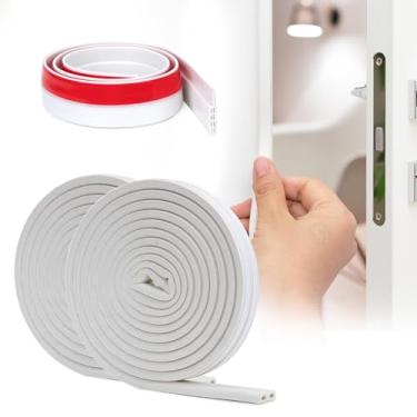 Imagem de Removedor de água para porta - Excluidor de 12 m e tira de vedação de porta de 1 m, excluidor de rascunho para portas, fita adesiva de isolamento de espuma reduz o ruído, poeira, ar frio (branco)