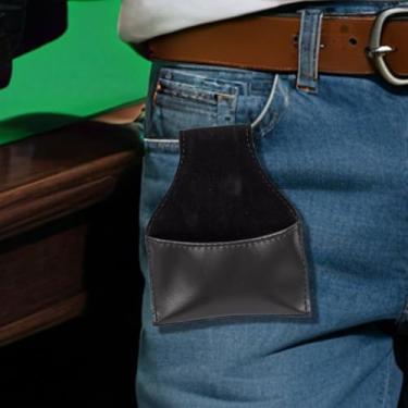 Imagem de Suporte de giz de bilhar bolsa para taco de sinuca de couro PU com clipe, bolsa de giz de bilhar portátil para sinuca, acessórios de piscina (preto)