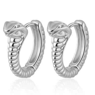 Imagem de Brincos de argola pequenos redondos de cobra exclusivos para mulheres de aço inoxidável banhado a ouro 18 K, leve, moderno, delicados, brincos fofos, joias, Small, Metal, Sem pedra preciosa