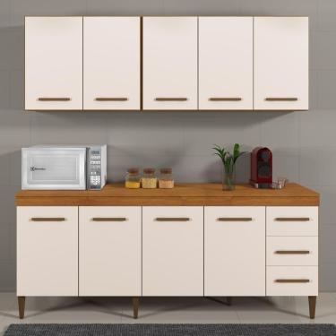 Imagem de Cozinha Completa 9 Portas E 3 Gavetas Atenas Kaiki Moveis Nature-off White