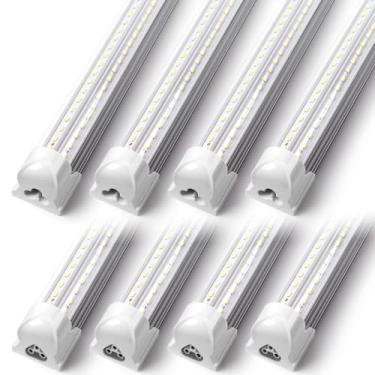 Imagem de Kihung Luminária integrada LED T8 de 3 pés, luz de tubo em forma V, 36 W, 4680 lm, 6000 K, luminária de LED conectável, luz de tubo de 3 pés, elétrico com interruptor liga/desliga integrado (pacote com 8)