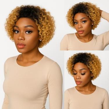 Imagem de Front Lace Cacheada Peruca 100% De Cabelo Natural Humano - bbless, omb