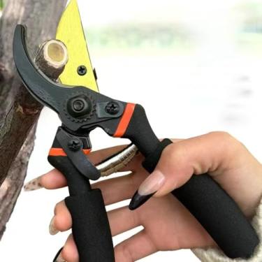 Imagem de 1 tesoura de poda de jardim, lâminas de aço inoxidável, super afiadas, tesouras de poda para jardim, cortadores de sebes de jardim, podadores portáteis, tesouras de podar de árvores, podador manual