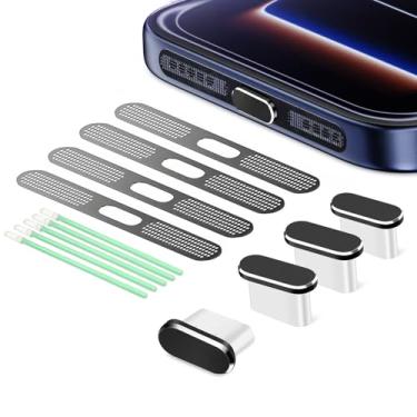 Imagem de Plugue de poeira USB C, capa de porta USB C tipo C capa de plugue de porta de carregamento capa de alto-falante, acessórios para iPhone 17, 17 Pro (preto, para iPhone 17 Pro)