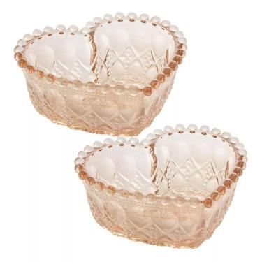 Imagem de Kit 2Pc Mini Bowl De Vidro Coração Balls Âmbar Metalizado