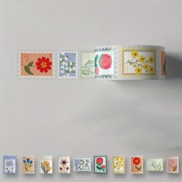 Imagem de 500 peças adesivos de carimbo de flor, 10 estilos, rolos, desenhos animados, flores, lembrancinhas de festa, adesivo à prova d'água