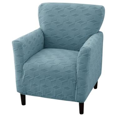 Imagem de WTHAVEN Capa de poltrona elástica moderna para banquete, 1 peça de capa para cadeira, com braços, macia, para sala de estar, poltrona, protetor de móveis, escritório, recepção, leitura, sofá (azul