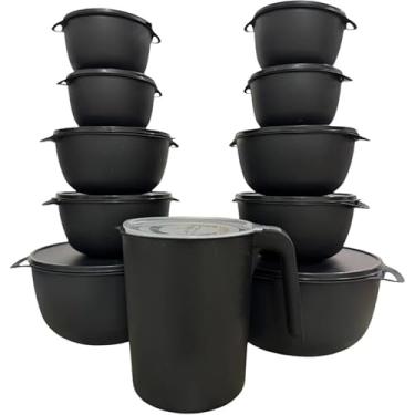Imagem de Kit Potes Multiuso – 10 Bowls + Jarra: Ideal para Marmitas, Saladas e Organização (Preto)