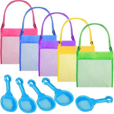 Imagem de Bolsa de praia Seashell Bag Mesh com pás de peneira de areia para cria
