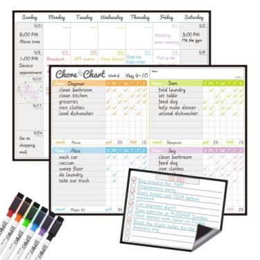Imagem de Gráfico de tarefas e pacote de calendário Magnetic Dry Erase  JJPRO