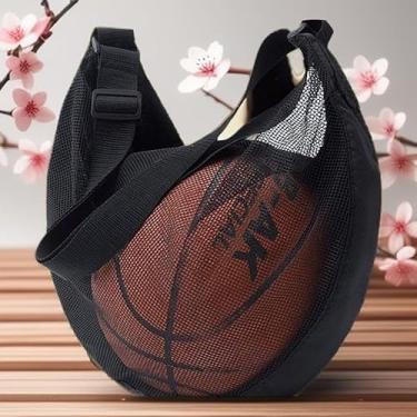 Imagem de 1 bolsa de bola de malha de basquete transversal de ombro único de grande capacidade para treinamento esportivo, vôlei, fitness, A1