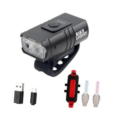 Imagem de Vaveren Conjunto de faróis dianteiros e traseiros para bicicleta, conjunto universal de faróis de bicicleta fáceis de instalar, de lanternas traseiras para, Style B