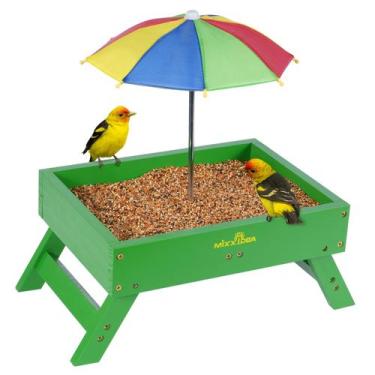 Imagem de Alimentador de pássaros moído MIXXIDEA de madeira com guarda-chuva, ca