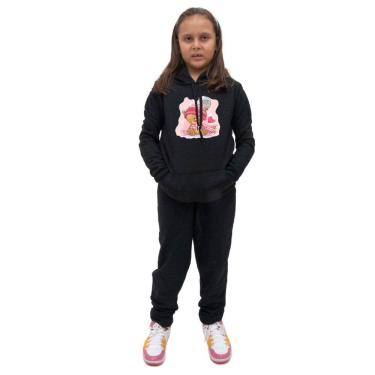 Imagem de Kit Conjunto Infantil Blusa Moletom Canguru Menina Estampa Ursinho e Calça Jogger Com Bolso