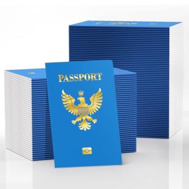 Imagem de WAHXIAOSW Kids Passport – Passport Notebooks for Pretend Travel, Party Supplies, School Projects, Travel-Themed Events (100, blue)