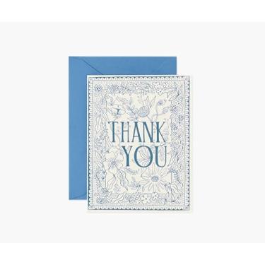 Imagem de RIFLE PAPER CO. Delft Thank You Greeting Card Box Set, 4.25" L x 5.5" W, Blank Interior Lets Your Thoughtful Handwritten Note Take Center Stage, Boxed Set of 8