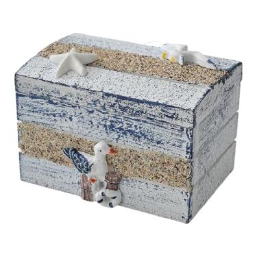 Imagem de XLWLLNJ Caixa pequena para joias e objetos de decoração com tema náutico, recipiente para guardar lembranças e presentes, ideal para casamentos, com Bird