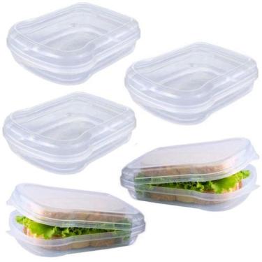 Imagem de Kit com 5 Potes para Sanduíches e Lanches de Pão de Forma Atacado Reve