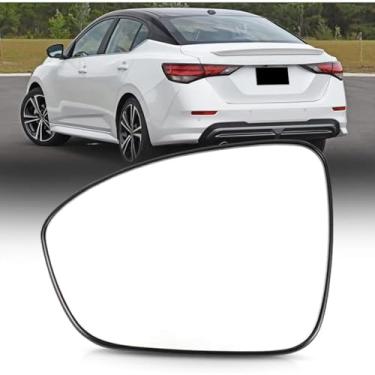 Imagem de CHELANGHU Vidro espelhado lateral aquecido com placa de suporte de plástico adequado para Nissan Sentra 2020 2021, almofadas de aquecimento com 2 conectores (lado esquerdo do motorista)