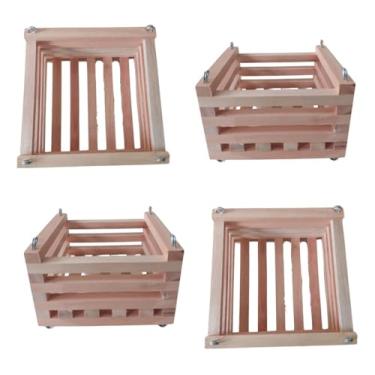 Imagem de Kit 4 Cachepô De Madeira Quadrado Orquídeas E Plantas Tam G